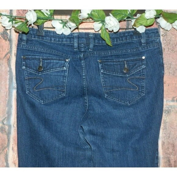 Liz Claiborne Ladies Blue Jeans Cropped Capri Size 10 Stretch 5 Pockets Mid Rise - Picture 5 of 7
